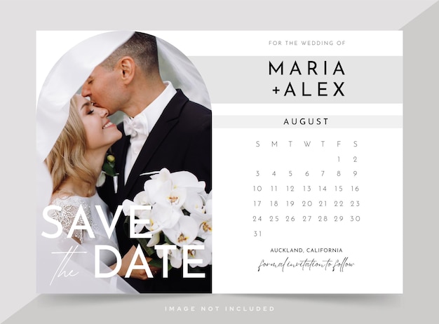 Save the date wedding card template with space for photo