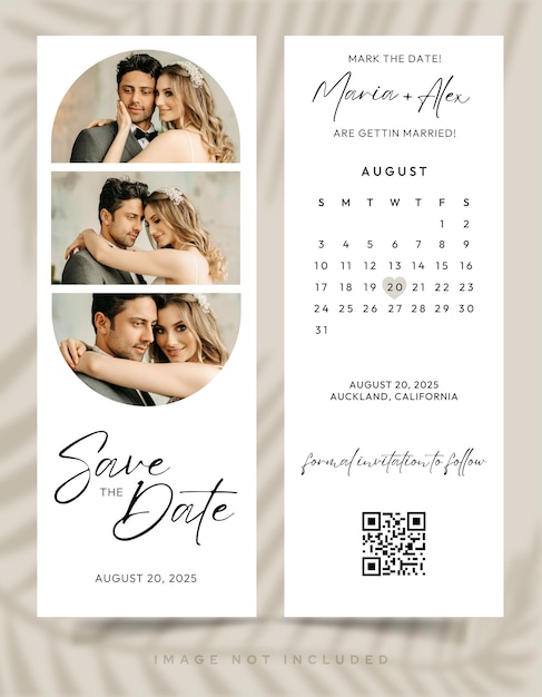 Save the date wedding card template with space for photo