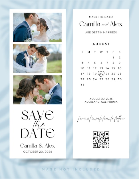 Save the date wedding card template with space for photo