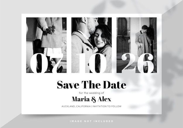 Save the date wedding card template with space for photo