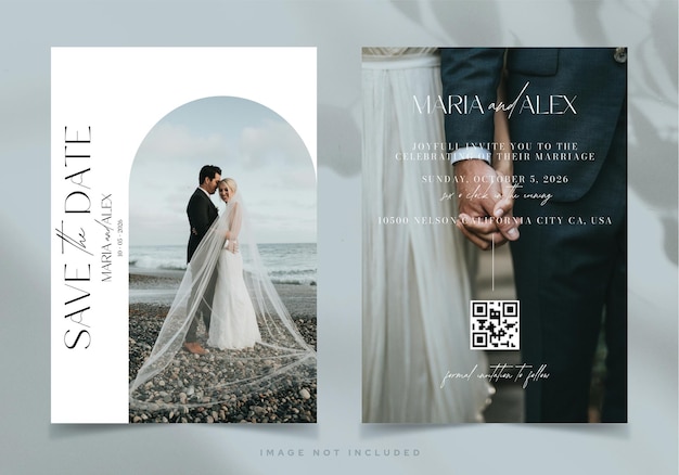 Save the date wedding card template with space for photo