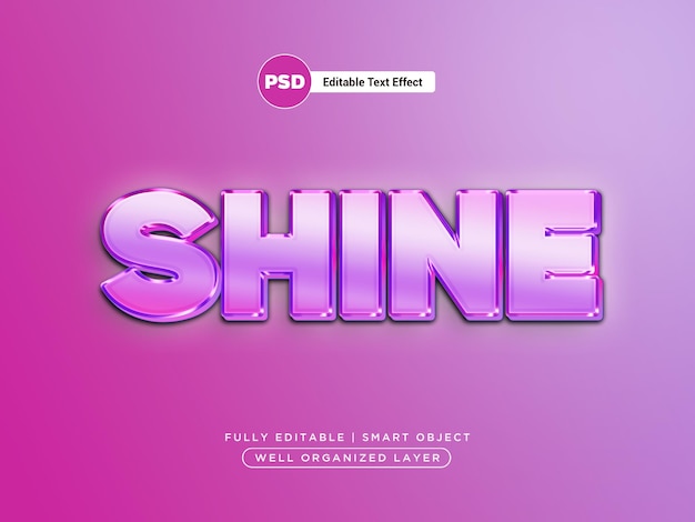 Shine holographic style editable text effect