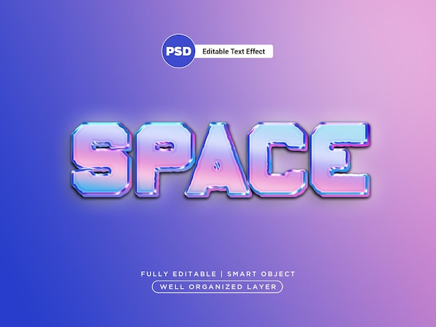 Space holographic style editable text effect