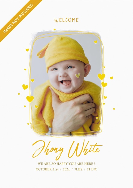 Square photo frame new baby announcement template