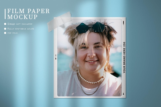 Top view simple minimalist moodboard photo polaroid mockup