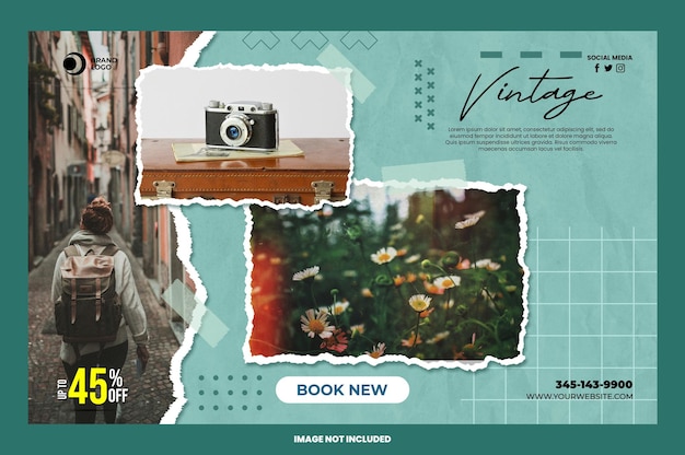 Vintage holiday post social media template